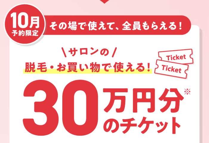 ミュゼのキャンペーンの30万円チケットの内容